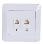 Глосса бел. Роз. комп RJ45 + телеф RJ11 Schneider GLOSSA Розетка двойная  кат.5E в рамк