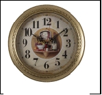 2950-104 (10) Часы настенные круг d=28,5см, корпус черный с золотом "ФРУКТЫ" "РУБИН"