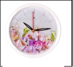 2222-348 (10) Часы настенные круг d=22см, корпус белый "Нежные цветы"