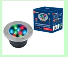 Св.улич. грунт cтальной LED   9,0Вт RGB 220В UNIEL светильник ULU-B12A-/RGB IP67 GREY  светодиодный уличный. тротуар   встраиваемый. RGB свет. Корпус 