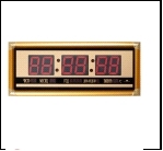 15 ОТ BM (5) Электронные настенные часы в золотом багете  23х58см ( дата, время, температура) "21 Век"