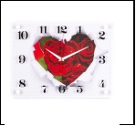 3040-1098 (10) Часы настенные "Розы в бумажном сердце"